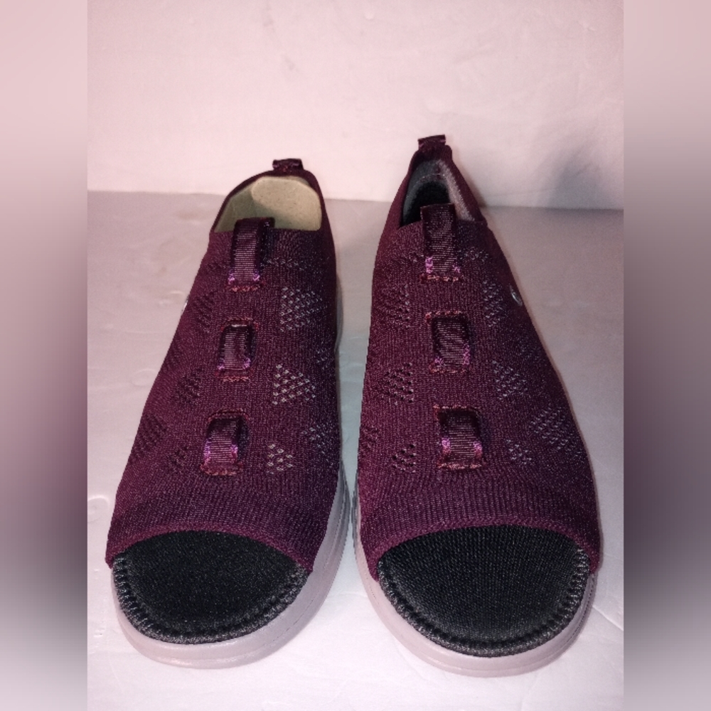 BZees Charm Slip On Knit Peep Toes Sneakers
